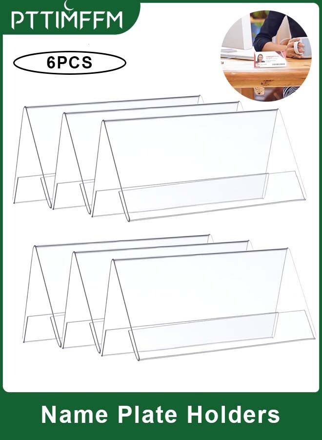 PTTIMFFM 6pcs Acrylic Desk Name Plate Holders, Double-Sided V-Shaped Sign Stands for Office, Meetings, Events & Table Displays - Image 1